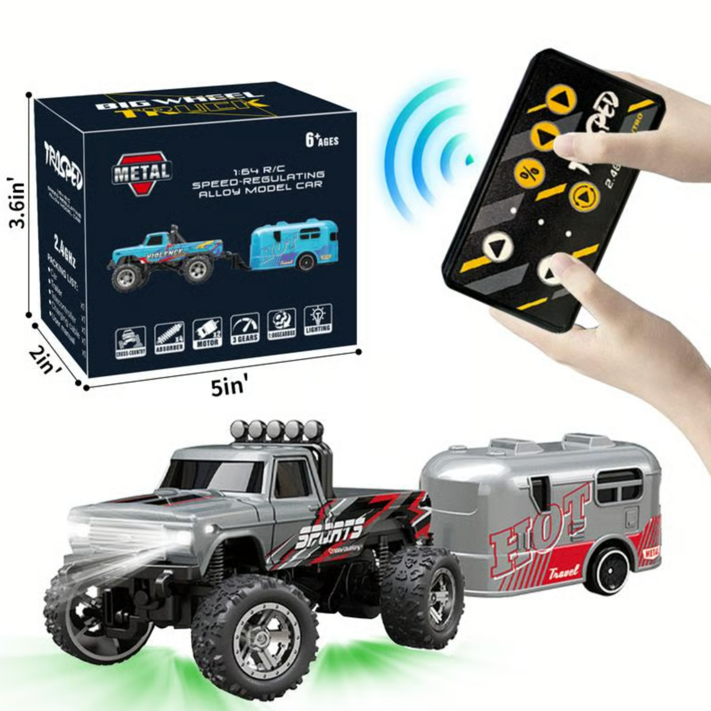 RipRush™ Mini Monster 1:64 – Off-Road LED Alloy Racer